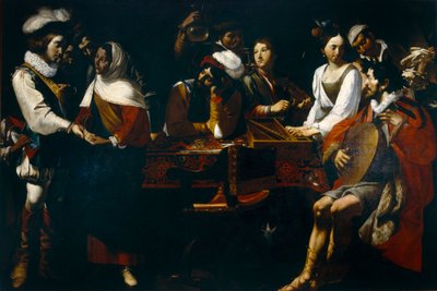 Tasso en la corte de Ferrara (o Alegoría de los cinco sentidos), c.1630-90 de Mattia Preti
